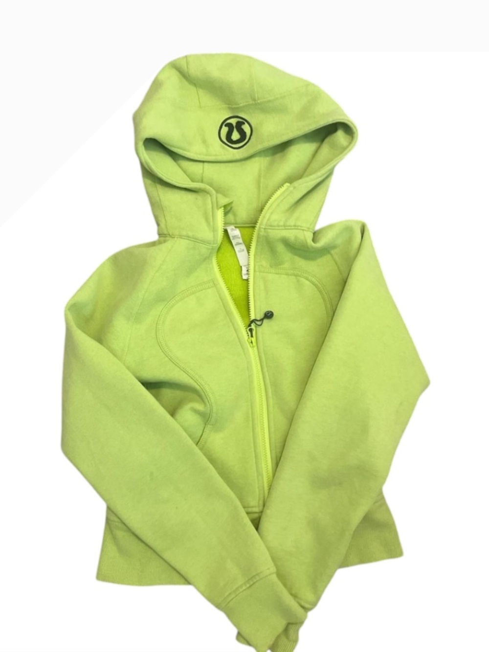 VTG Lululemon Scuba Full Zip Hoodie Lime Green Citron in Fleece Jacket Sz 4